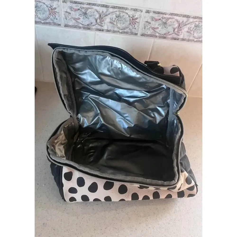 Betsey Johnson Polka Dot Insulated Zip Lunch Bag Top Handle Faux Leather